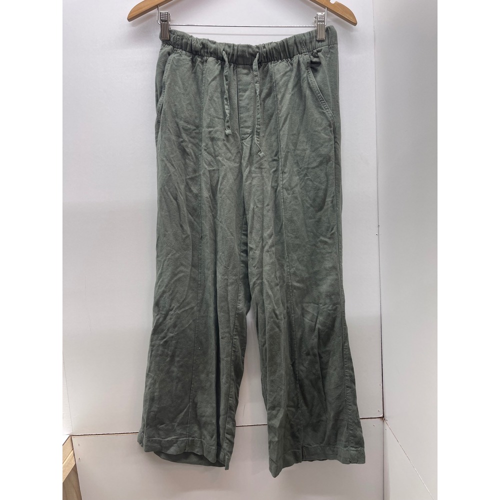 Gap Womens Olive Green‎ Linen Blend Wide Leg Drawstring Pants XS Relaxed Casual